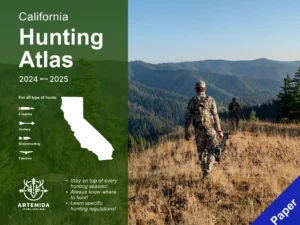 Cover of Califormnia Hunting atlas featuing hunter walking away from the camera in a field