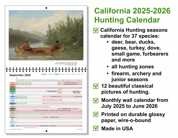 California 2025-2026 Hunting Wall Calendar - Image 5