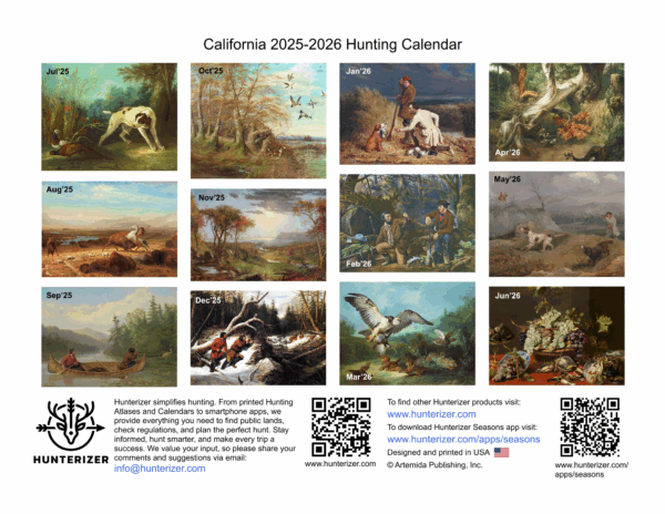 California 2025-2026 Hunting Wall Calendar - Image 12
