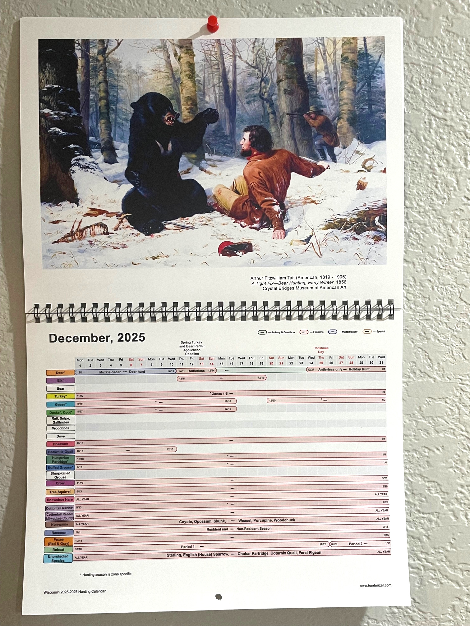 Wisconsin 2025-2026 Hunting Wall Calendar - Image 3