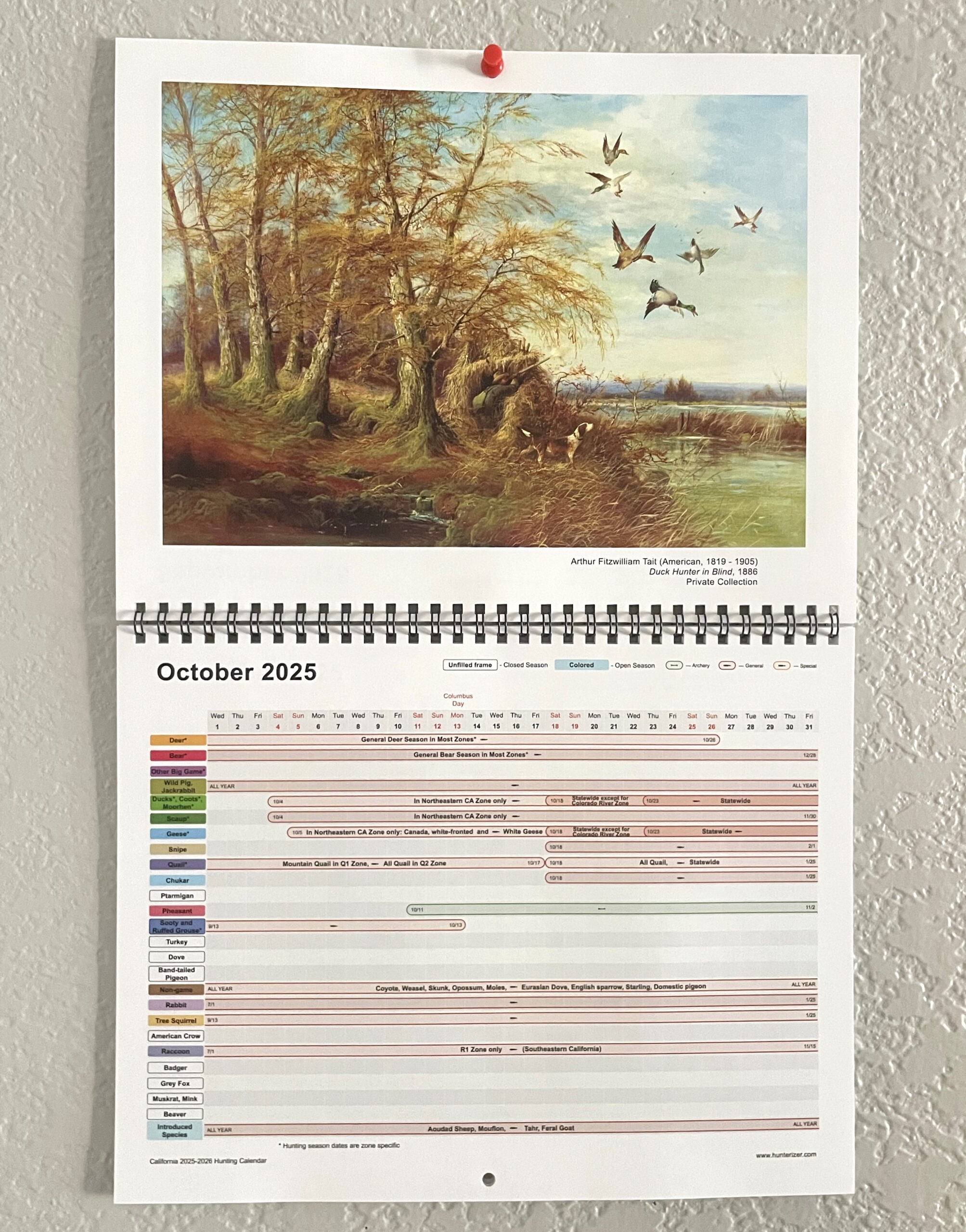 California 2025-2026 Hunting Wall Calendar - Image 3
