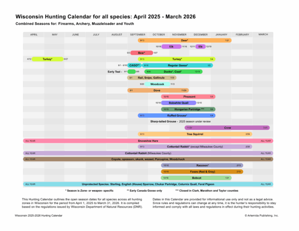 Wisconsin 2025-2026 Hunting Wall Calendar (pre-order) - Image 2