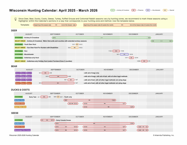 Wisconsin 2025-2026 Hunting Wall Calendar (pre-order) - Image 4