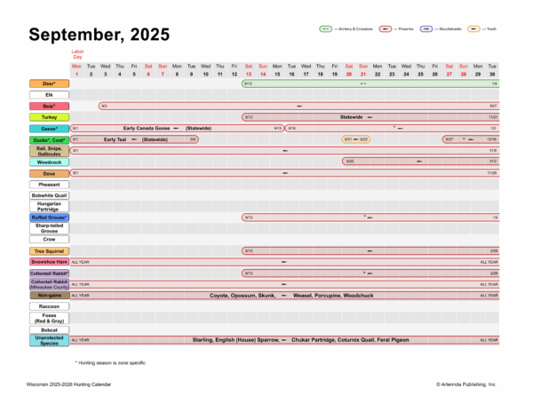 Wisconsin 2025-2026 Hunting Wall Calendar (pre-order) - Image 6