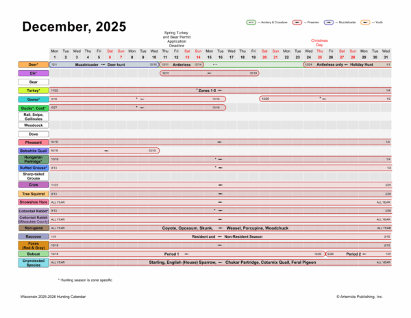 Wisconsin 2025-2026 Hunting Wall Calendar (pre-order) - Image 8