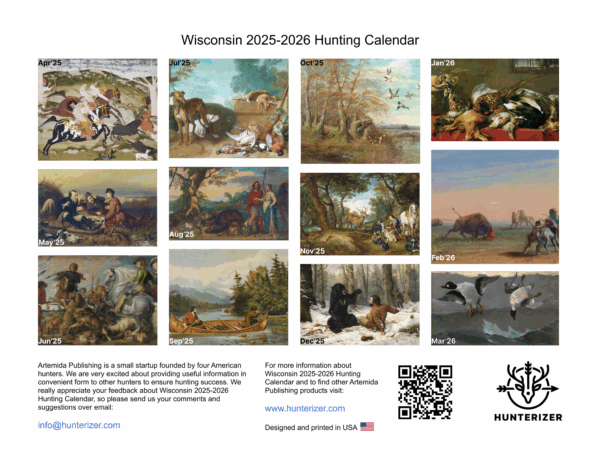 Wisconsin 2025-2026 Hunting Wall Calendar (pre-order) - Image 10