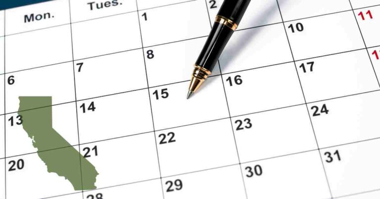 Image of a calendar with CA state logo