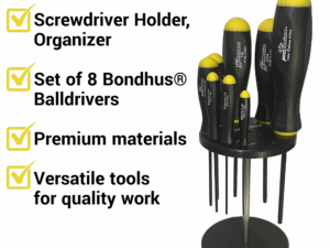 Screwdriver Organizer with Bondhus 10632 8-Piece Hex Balldriver Set (.050-5/32")